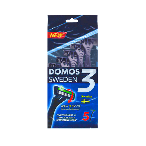 ژیلت 3 تیغه DAMOS SWEDEN با عصاری آلوئه ورا | بسته 5 عددی