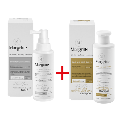 باندل شامپو تقویتی و ضد ریزش کافئین مارگریت + تونیک تقویت کننده موی سر آقایان مارگریت