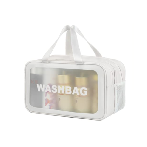 واش بگ مسافرتی مدل دو زیپ سایز بزرگ | رنگ سفید