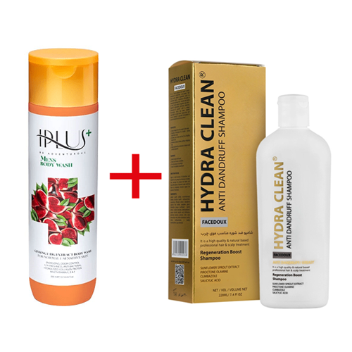 باندل شامپو بدن آقایان انجیر و جینسینگ آی پلاس + شامپو موی چرب هیدراکلین فیس دوکس