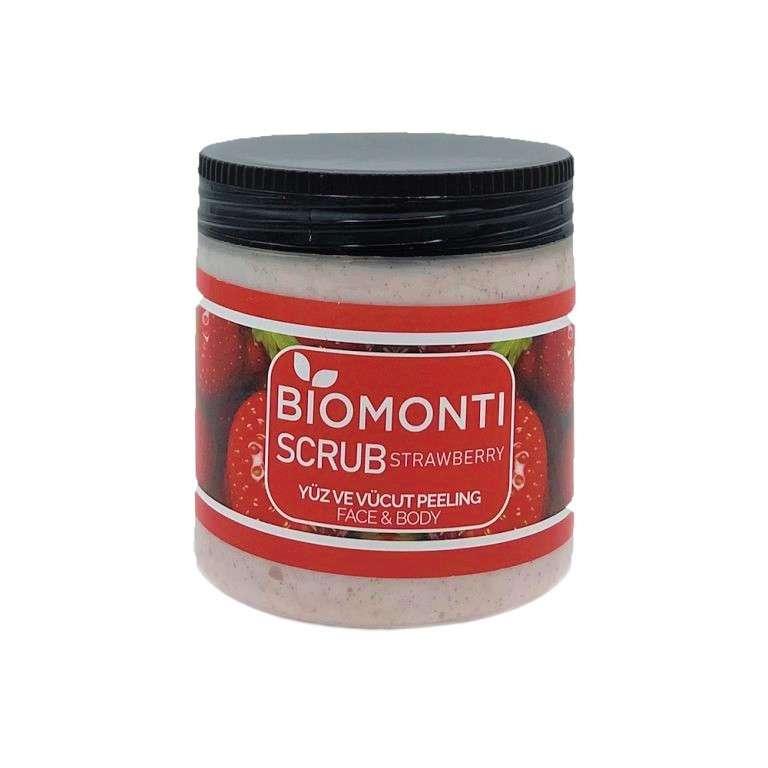 اسکراب صورت و بدن بیومونتی Biomonti توت فرنگی 500 میل