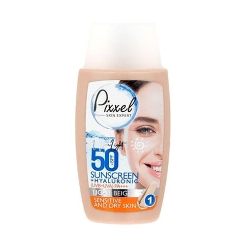 کرم ضد آفتاب SPF50 پوست خشک و حساس پیکسل رنگ لایت بژ | 50 میل
