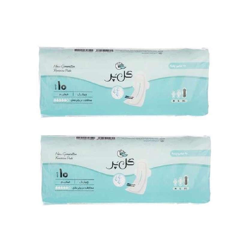 نوار بهداشتی چهار بال گل‌پر با رویه کتانی مدل ضخیم | پک 4 عددی