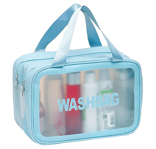 واش بگ مسافرتی مدل دو زیپ سایز بزرگ | رنگ آبی